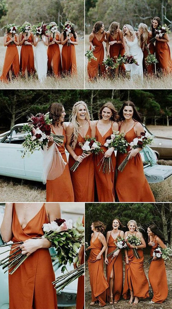burnt orange bridesmaid dresses